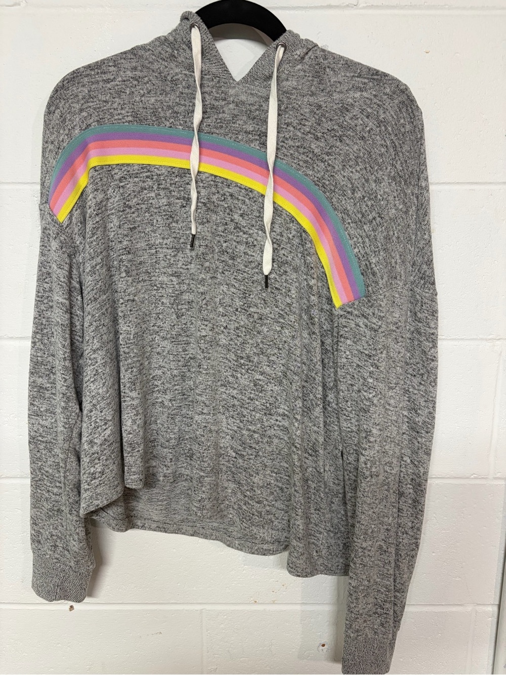 Inspired Hearts Gray Hoodie with Rainbow Stripe